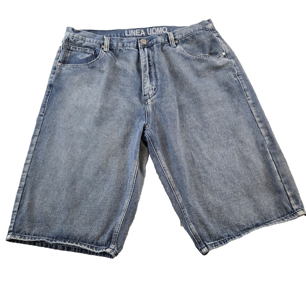 VTG Linea Uomo Men's Long Denim Blue Jean Shorts 13.5" Inseam 38" Waist